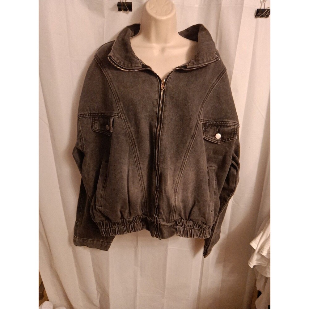 black denim bomber jacket vintage L